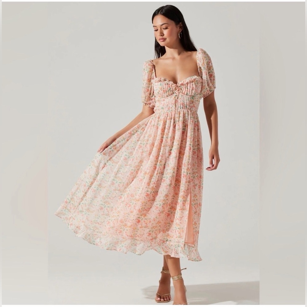 Anthropologie Pink Floral Maxi Dress